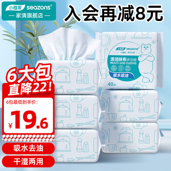 小植家懒人抹布加厚不沾油厨房纸巾一次性洗碗布吸水不掉毛神奇抹布 厨房抹布40抽*6包/共240抽