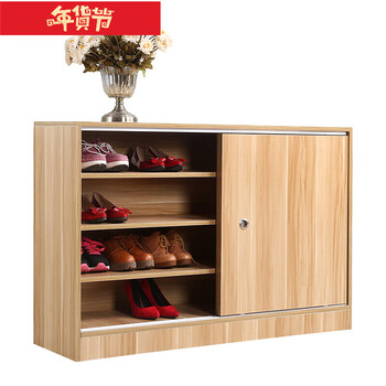 鞋柜推拉门简约现代门厅柜客厅组装板式阳台储物鞋架多层实木 定制不