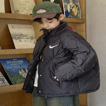 耐克顿童装男童轻薄羽绒服儿童外套男孩冬季白鸭绒上衣潮黑色120cm