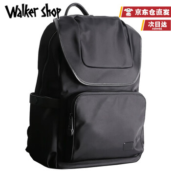 Walker Shop品牌双肩包男防泼水尼龙布大包防盗出差旅行包书包男大容量背包男 典雅黑【礼盒装/京仓极速发货/次日达】 34cm*21cm*44cm