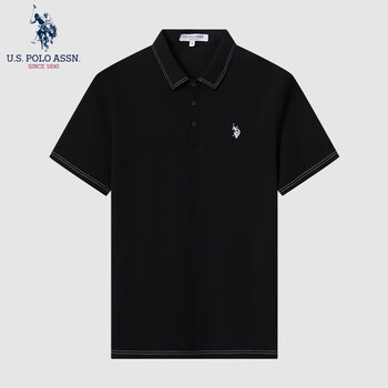 U.S. POLO ASSN.保罗POLO衫男夏季休闲百搭短袖透气吸汗潮流上衣男装 黑色 XL
