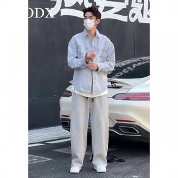 modx新款春季长袖牛仔衬衫男潮流痞帅男翻领牛仔夹克外套休闲百搭款二