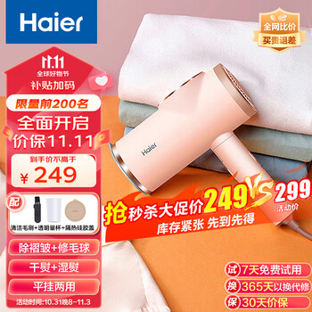 海尔（haier）手持挂烫机家用小型蒸汽熨斗熨烫机干湿双熨旅行出差折叠熨衣机修毛球 HY-GW1203