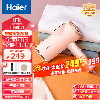 海尔（haier）手持挂烫机家用小型蒸汽熨斗熨烫机干湿双熨旅行出差折叠熨衣机修毛球 HY-GW1203