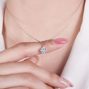 北欧概念配送证书一克拉莫桑石项链女吊坠时尚饰品首饰