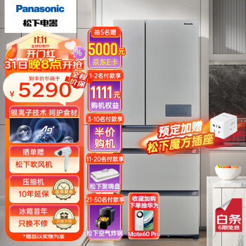 松下（Panasonic）冰箱532升松下多门变频风冷无霜冰箱大容量顶置压缩机家用冰箱优选NR-EE53WGB-T以旧换新