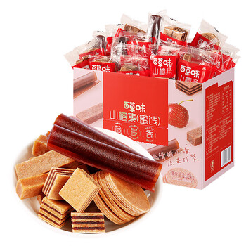 百草味山楂集1010g 果丹皮山楂条山楂片山楂卷散装休闲零食烘焙