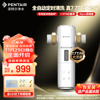 滨特尔（pentair） 前置过滤器大通量家用全屋自来水管道40μm过滤器7.7吨/H大流量水驱涡轮+反冲洗刮洗净水器 【升级7.7T/H】S260智能前置过滤器
