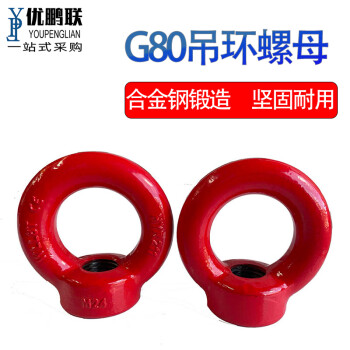 优鹏联YPL G80级吊环螺母 圆环高强度喷塑吊耳起重专用索具圆环 M48（1支）