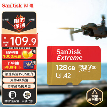 闪迪（SanDisk）128GB TF（MicroSD）内存卡 U3 V30 4K A2