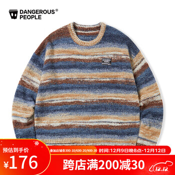 Dangerous people薛之谦dsp彩色条纹圆领秋冬潮宽松情侣针织衫 蓝底条纹 XL