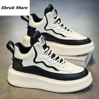 mare森马同品高帮鞋子男款2024新款小白鞋夏季百搭厚底增高休闲板鞋男