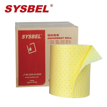 西斯贝尔/SYSBEL SCR001 轻型化学类吸附棉卷 吸附量60L 黄色 50*4000cm