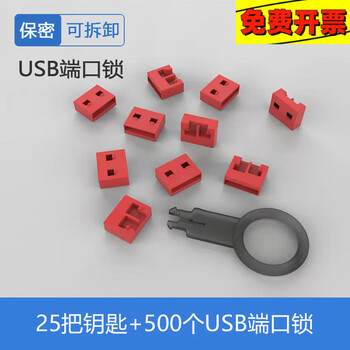 USB可拆卸式安全封口塞封堵端口物理防盗锁2.03.0接口通用网口锁 USB端口锁-红色(500个+25把 默认【图片 价格 品牌 报价】-京东