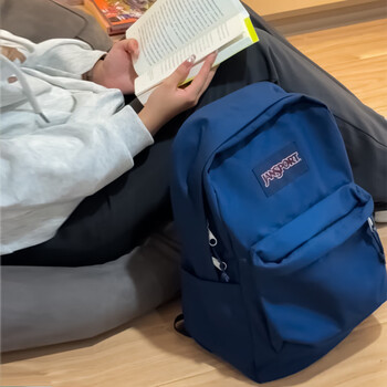 JANSPORT杰斯伯双肩包男背书包女学生校园电脑包 4QUE003藏青色/海军蓝