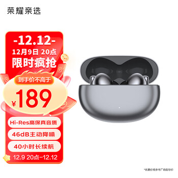 荣耀亲选 Wingcloud X5s Pro 真无线降噪蓝牙耳机 主动 降噪 适用小米苹果华为手机 mate60系列 钛银色