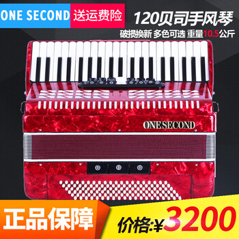 一秒（ONESECOND）德国音簧手风琴48/60/96/120贝司儿童初学演奏考级 120贝司 红色 3排簧