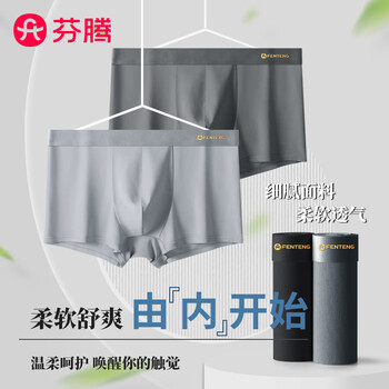 芬腾男士内裤吸湿透气柔软亲肤平角底裤轻盈无感四季款丨4条装 97103袋装丨 4条 3XL