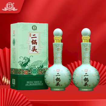 永丰牌北京二锅头 永丰白酒 纯粮食酒 清香型 礼盒装 52度 500mL 2瓶 经典青龙