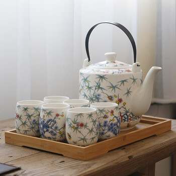 木普森(mupusen)品牌大号提梁壶茶具套装家用陶瓷茶壶茶杯景德镇中式