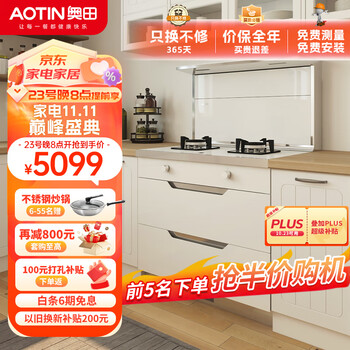 奥田（AOTIN）新升级E05白色集成灶一体式侧吸下排式家用环保油烟机燃气灶保洁柜三合一 天然气