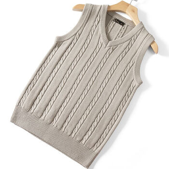 荒秋鸡心领毛线衫背心粗线手工编织领夏季男士男士甲背心定制联名款