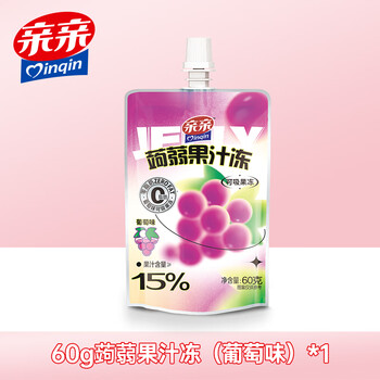 亲亲(Qinqin)蒟蒻吸吸果汁冻60g儿童休闲小零食冷藏口感更佳 葡萄味*1支