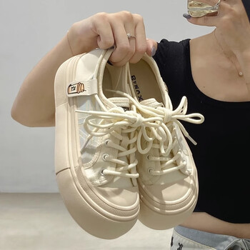百丽踏薄款增高丑萌大头鞋休闲板鞋网面透气轻便松糕厚底帆布鞋网鞋女