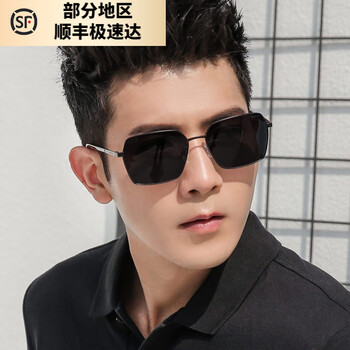 暴龙太阳镜开车专用高清男款偏光男士眼镜潮流驾驶镜钓黑框黑灰偏光片