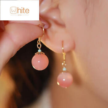 女耳环绿松石时尚国风耳饰耳钉气质百搭 红玛 红玛瑙耳坠【图片 价格