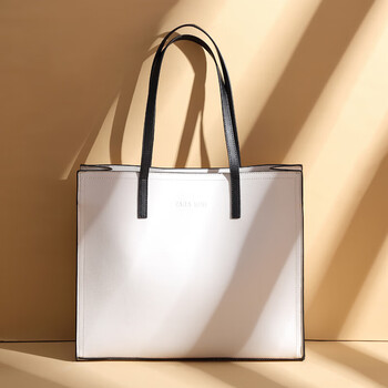 托特包手提包简约大容量通勤单肩包女大包 白色【大号】[收藏加购赠送