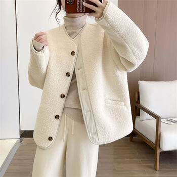 紫策女式羊羔绒外套皮毛一体欧货羊羔毛女2023秋冬新款今年流行加1厚