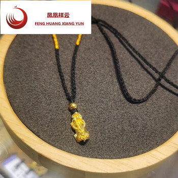 凤凰祥云老凤凰黄金貔貅项链女999足金皮丘编织黑绳项链男3d硬金吊坠