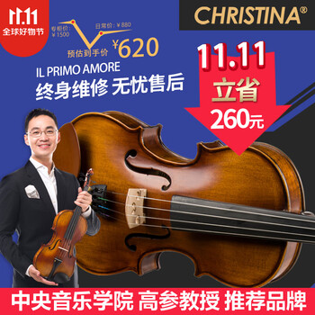 克莉丝蒂娜（Christina）V04手工实木小提琴初学入门考级进阶儿童乐器1/8哑光