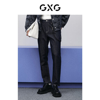 GXG男装龚俊同款商场同款深蓝色牛仔裤深蓝色180/XL