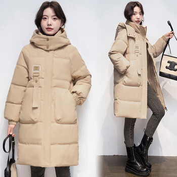 羽绒服女中长款2023冬季新款白鸭绒韩版加卡其色特价清仓l建议120135
