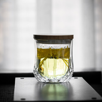 hywlkj旧望格双层隔热玻璃水杯绿茶杯茶楼专用日式夏季家用泡茶杯子男