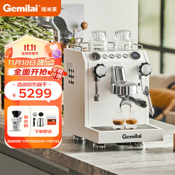 格米莱（GEMILAI）半自动家用复合锅炉蒸汽一体咖啡机 CRM3145白+9015不锈钢