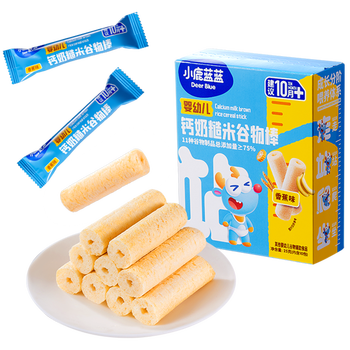 小鹿蓝蓝婴幼儿钙奶谷物棒泡芙棒磨牙儿童零食11种谷物混合 【补充矿维】高钙糙米香蕉味1盒