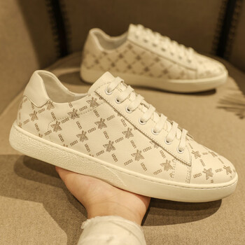 凤凰古驰小蜜蜂男鞋高端板鞋子广州惠州欧洲站男士潮牌头层牛皮 白色 