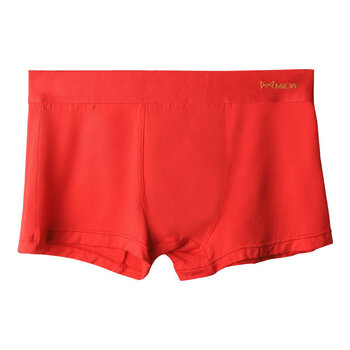 猫人miiow男士内裤大红色本命年平角裤纯色莫代尔透气四角裤头中腰