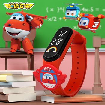 超级飞侠儿童电子手表led学生防水夜光手环表卡通运动简约腕表 乐迪红A款