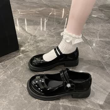 百丽踏初中生小学生白黑色小皮鞋日系少女孩校服礼仪公主鞋合唱表演出