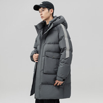 优衣库羽绒服男2023年冬季新品高品质90白鸭绒中长款外套男灰色s