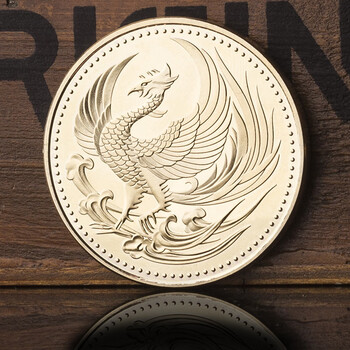 日本信仰文化凤凰涅盘镀金纪念币 外国硬币幸运许愿金币钱币收藏