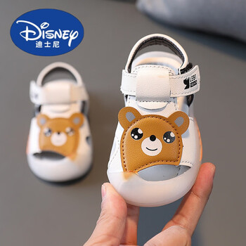 迪士尼学步鞋夏季小童婴儿凉鞋03岁2女宝宝鞋子软底男包头透气618米