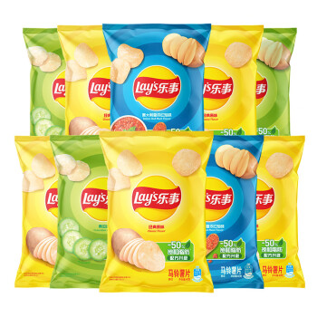 乐事(Lay's)薯片 混合多口味40g*10包 400g 零食礼包 百事食品