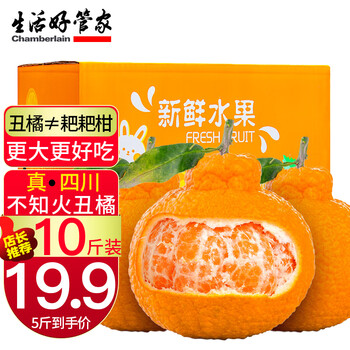生活＆好管家 四川不知火丑橘大果新鲜水果丑柑橘子丑桔现摘 (65-70mm)小果带箱5斤[净重4.5+]