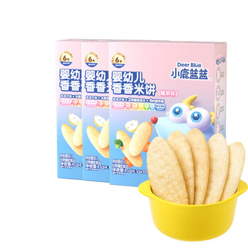 小鹿蓝蓝婴儿米饼 宝宝零食婴儿6个月以上幼儿零食米饼 【混搭3盒装】三口味各一