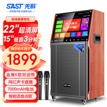 先科广场舞套装音响带显示屏家用K歌触屏蓝牙便携式移动家庭KTV拉杆音箱视频机卡拉ok点歌一体机户外 255热门款+22吋高清屏+15吋低音